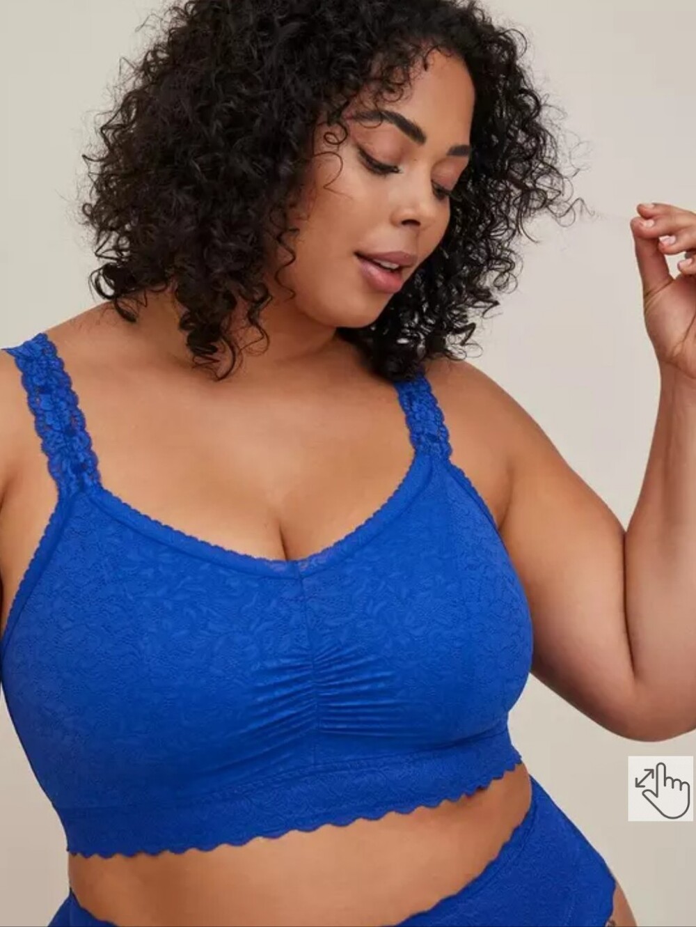 Torrid Blue Unlined 4-Way Stretch Lace Bralette Plus 1X (14/16) Racerback Clip